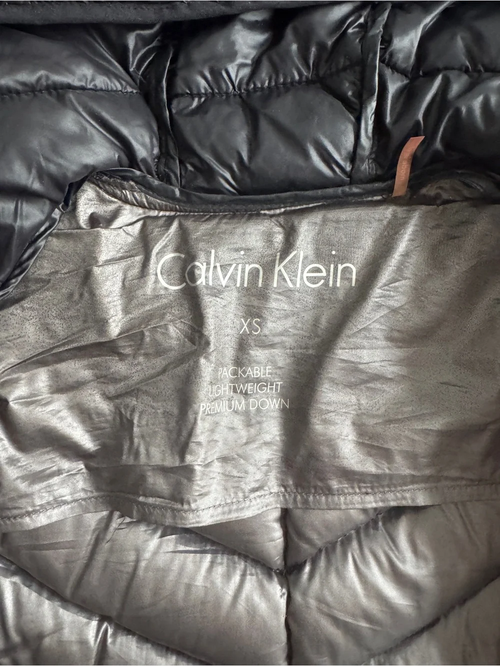Calvin Klein Black Hooded Chevron Quilted Puffer Jacket